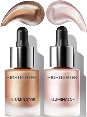 LOVE HUDA Waterproof Illuminators 2 Shades Shimmer Face Liquid Highlighter For Makeup Highlighter(Orginal & Shine)