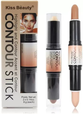 Kiss Beauty Contour Stick Highlighter (cream) With sponge puff Highlighter(Beige)
