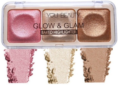 HSQ YOU BEAUTY Glow & Glam Baked Highlighter Palette - Multi-Shade Radiance Highlighter(Multicolour)