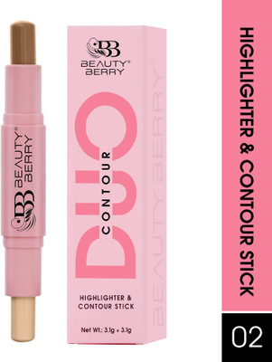 Beauty Berry Duo Contour and Highlighter Stick Infused with Cocoa Butter Highlighter(Shade - 02)