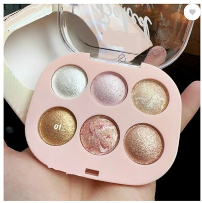 DARVING 6 Shades Baked Face Highlighter Palette Highlighter(multi color)