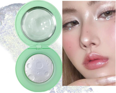 manasona Highlighter Makeup Powder | High Glossy Face Illuminator Palette Highlighter(SILVER)