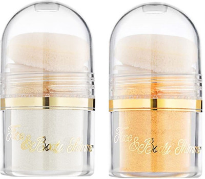 THTC Power Highlighter With Puff Highlighter(Golden & Silver)