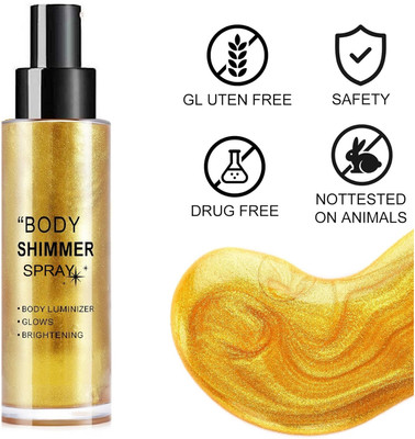THTC Body Glitter Spray 30ml Highlighter Non-greasy | Long-lasting Shimmer Formula Highlighter(Golden)