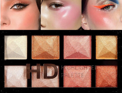 Vyomiris Glitter Highlighter Makeup Palette Long-wearing and Waterproof Highlighter(Multicolur)