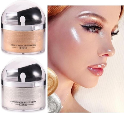 Latixmat 3D Shimmery Shiny Golden & Silver Highlight For Professional Look Highlighter(Golden, Silver)