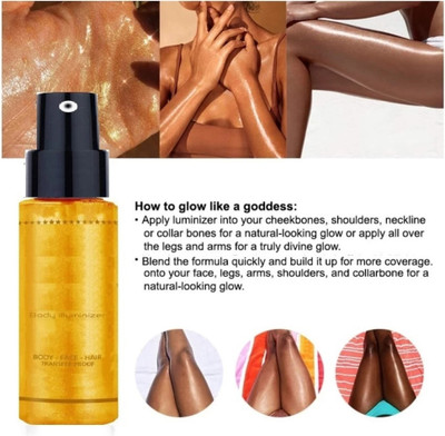 GABBU Body Shimmer Spray for Soft Illuminating Glitter & Oil-Free Hydration Highlighter(GOLD)
