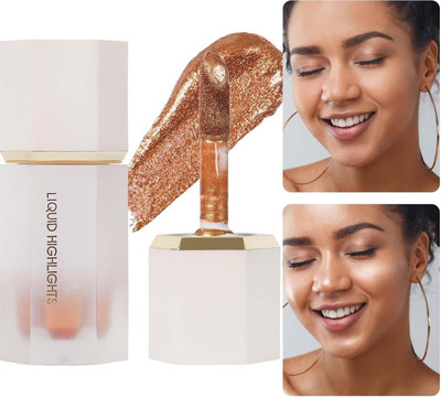 MYEONG Liquid Highlighter with Sponge Head Super Bright Waterproof Face Body Highlighter(ROSE GOLD)