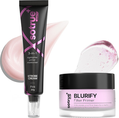 Sotrue Prep & Glow Combo Pack of Blurify Primer 15gm and Strobe Cream 30gm  Highlighter(Pink)