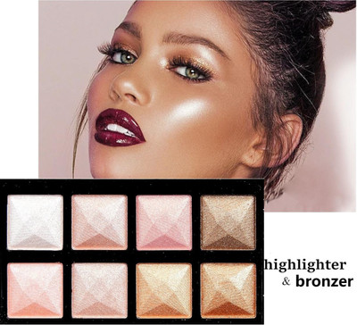 USBK Highly-Pigmented Powder Highlighter + Bronzer With Easy-To-Blend Highlighter(MULTICOLOR)