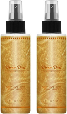 THTC Gold Illuminator face & body Spray highlighter Pack Of 2 Highlighter(Gold)