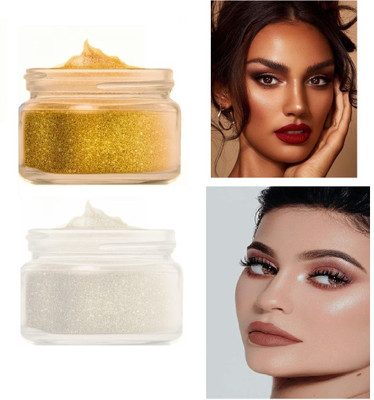 Jiwoo Silver Shimmery Shiny & Golden Shiny Face Makeup Shimmer  Highlighter(GOLD, SILVER)