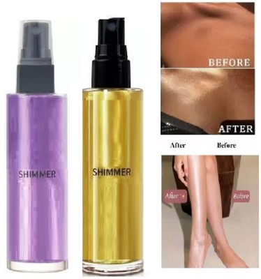 Luipui Body face Illuminating glow Shimmer Spray Liquid Highlighter (Purple, Gold) Highlighter(GOLDEN, PURPLE)