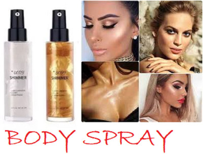 Luipui Shiny Glow Face & Body Highlighting Spray pack of 2 Highlighter(GOLDEN, SILVER)