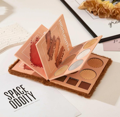 revary Essential All in One 4 Pages Face Makeup Book Palette Combo Kit Set Highlighter(MULTI)