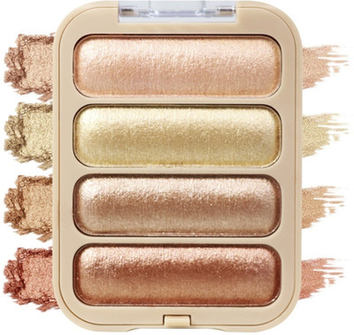 Half N Half Glow Baked Powder 4 Colour Ultra Blendable & Long Lasting | Blinding Glow-02 Highlighter(Sunset)