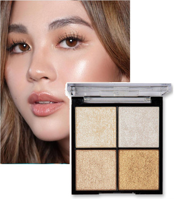 KA-KAIASHA 4 COLOR HIGHLIGHTER PALETTE WATERPROOF AND LONGLASTING PACK OF 1 Highlighter(MULTICOLOR)