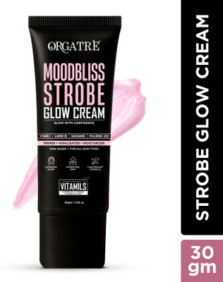 Orgatre Strobe Cream Pink - Instant Glow Highlighter, Primer & Moisturizer Makeup Finish Highlighter(Pink Shade)