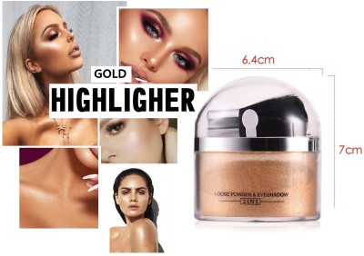 Emijun GOLD SHIMMER LOOSE POWDER FOR FACE MAKEUP 2IN1 HIGHLIGHTER Highlighter(Gold)