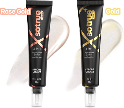 Sotrue Strobe Cream Combo-30g each| Instant Illumination|Primer+Moisturizer+ Highlighter(Rose Gold, & Gold)