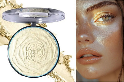 Arcanuy Rose Carved Highlighter Palette, Shimmer Highlighters Make Up Highlighter(gold)