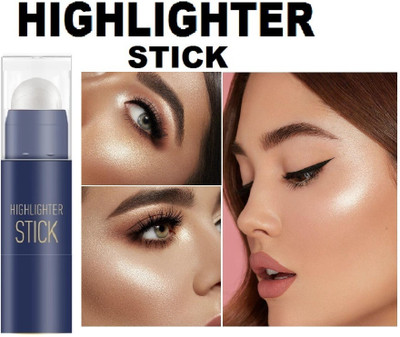 CATERINACHIARA Korean Illuminator Highlighter Stick Waterproof Long-lasting  Highlighter(Silver)