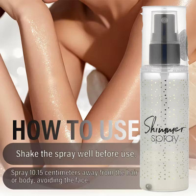 YAWI Perfect Shine Smooth Glow Face And Body Silver Color Liquid Spray Highlighter(SILVER)