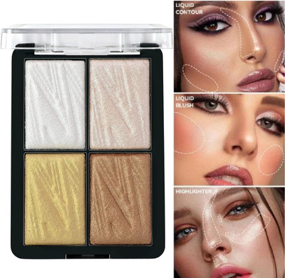 luzimaisa 4 Shade Illuminating Highlighter Blusher Palette(MULTI COLOUR)