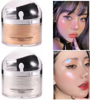 YAWI Shimmery diamond glitter highlighter powder gold silver Highlighter(GOLDEN, SILVER)