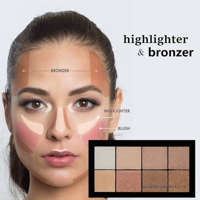 HUZURLU highlighter bronzer combo palette Highlighter(MULTI COLOR)