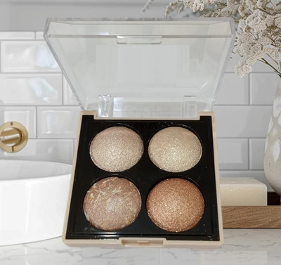 HUZURLU 4in1 Blusher Kit Highlighter Contour & Bronzer Palette Highlighter(MULTICOLOR)