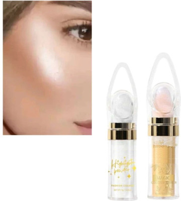 BLUST&FAMME Multipurpose face Golden and silver stick highlighter pack of 2 Highlighter(Multicolor)