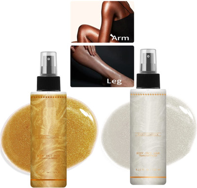 YAWI Liquid Illuminator Highlighter Smooth Shimmer Glow Body Bronzer Spray Combo Highlighter(GOLD & SILVER)