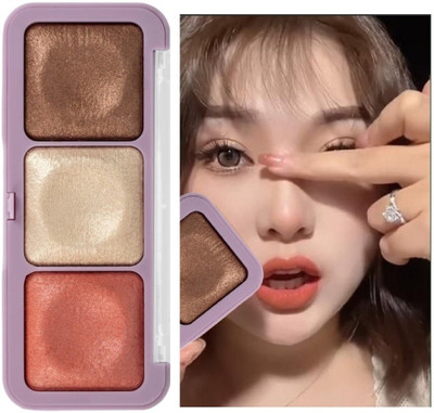 AEPRUY 3-in-1 Shimmer Glow Highlighter Palette Highlighter(Multicolor)
