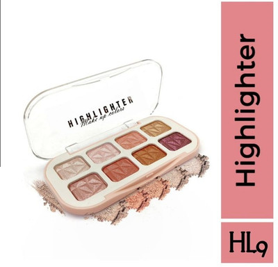 K.Y.L.Plus 8 Colour Highlighter Palette | Ultra Blendable & Long Lasting Glow Highlighter(Multicolour)