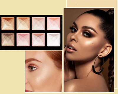 Herrlich Metallic Shimmer Shadow Powder Blush and Highlighter Palette Highlighter(MULTICOLOR)