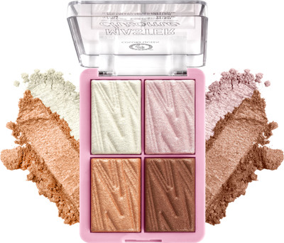 COLORS QUEEN 4 Shade Master Chrome Illuminating Glow Metallic Face Kit Highlighter Palette Highlighter(Multicolor 8)