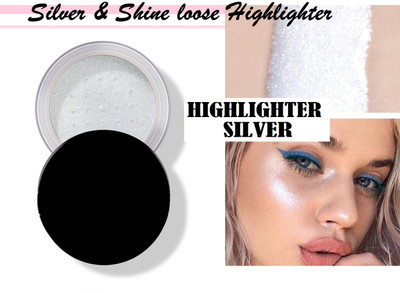 Amaryllis Highly Pigmented, Silver Shimmery Shiny Face Makeup Shimmer Powdery  Highlighter(Silver)
