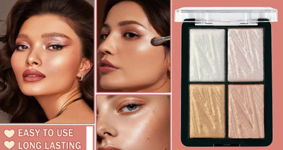 Sheny 4 color highlighter palette with lightweight travel-friendly 4-shade highlighter Highlighter(MULTICOLOR)