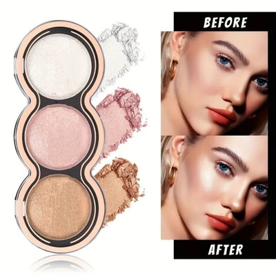 EVERERIN 3-Shade Highlighter Palette for Women and Girls Ultra Shimmer Glow Face and Body Highlighter(Multy Color)