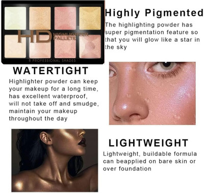 NADJA WATERPROOF, HYDRATING SHINY MATTE HIGHLIGHTER PALETTE Highlighter(MULTICOLOR)