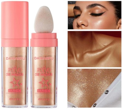 DAIMANPU Polvo De Hadas Face and Body Highlighter Shimmer Dust With 360 Puff Highlighter(Golden Dust)