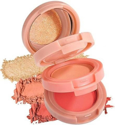 LOVE HUDA HD Baked Professional Blusher Powder And Highlighter Eyeshadow Palette Highlighter(3in1 Multicolor Blush Shimmer Contour With Brush Kit For Face Makeup Combo)