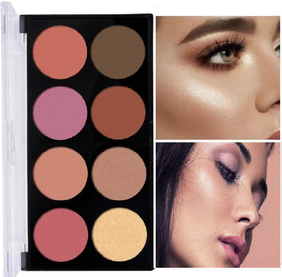 YAWI 8 Shade Illuminating Glow Highlighter Palette Blusher Face Kit Highlighter(Multi Colour)