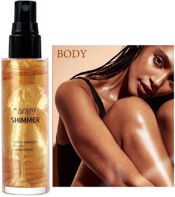 Yuency Gold metallic shine Illuminator face & body Spray Highlighter(golden)