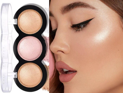 THTC Highlighter Easy-to-blend 3 Color Backed Highlighter(multi colour)