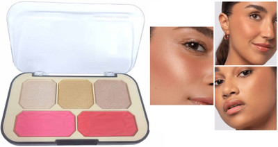 YAWI Blusher & Illuminator Highlighter Powder Palette Waterpreoof & Long Lasting(Multicolor)