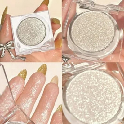 HUZURLU Shimmer Glitter Bronzer and Highlighter Makeup Highlighter(OFF WHITE)