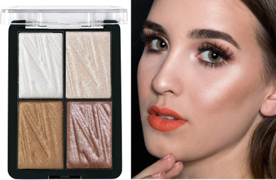 EVERERIN 4 Shades in 1 Brick Highlighter Palette  Highlighter(MULTI COLOUR)