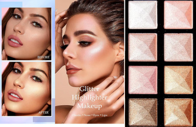 Herrlich Highly Pigmented Highlighter Powder Palette Shimmer Highlighter(MULTICOLOR)